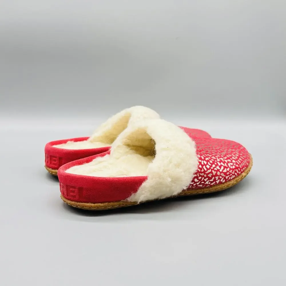 Sorel Shoes Kids Girls 3 Pink Faux Fur Lined Slip On Clog Cozy House Slippers